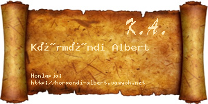 Körmöndi Albert névjegykártya