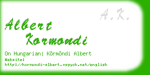 albert kormondi business card