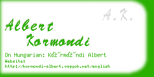 albert kormondi business card